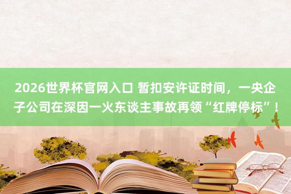 2026世界杯官网入口 暂扣安许证时间,一央企子公司在深因一火东谈主事故再领“红牌停标”!